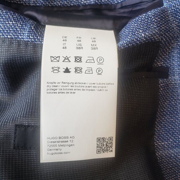 Hugo Boss Genius Blue Plaid Wool Sport Coat Slim Fit size 38R - Picture 12 of 16
